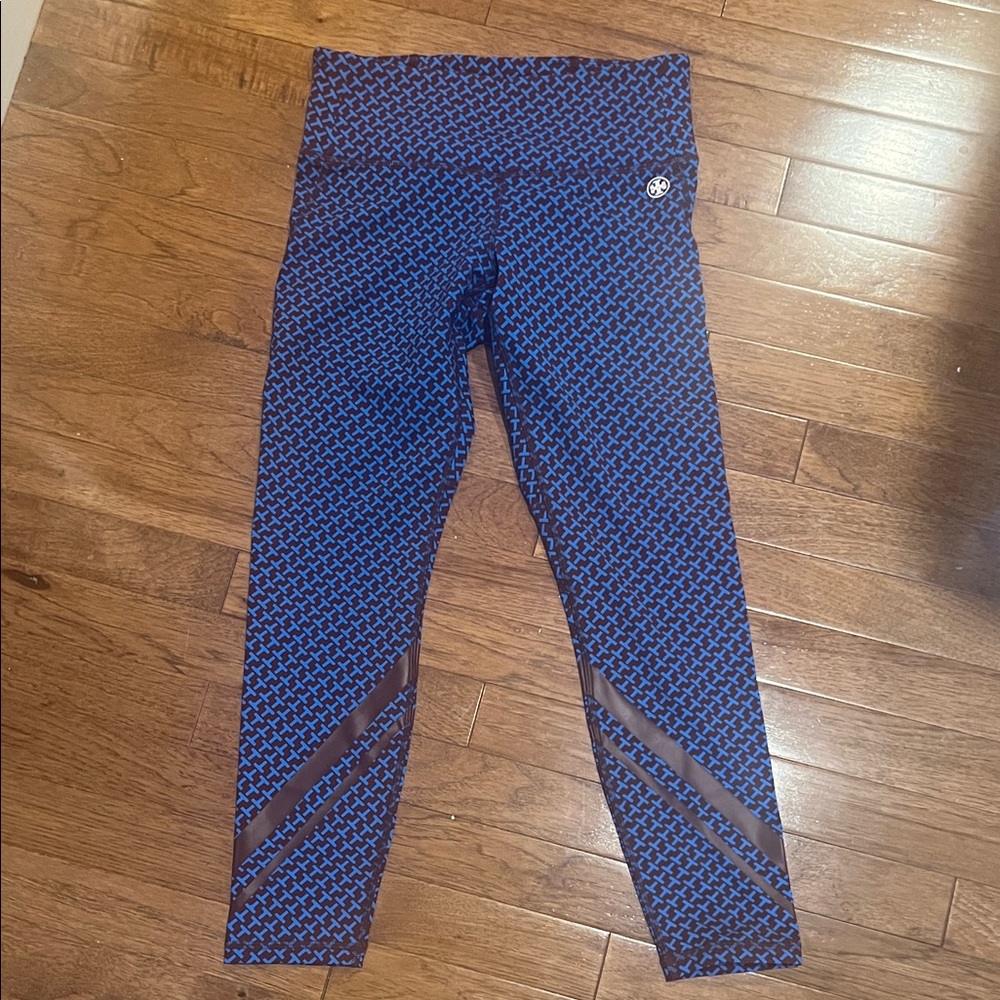 Tory Sport Maroon and Blue Geometric Leggings